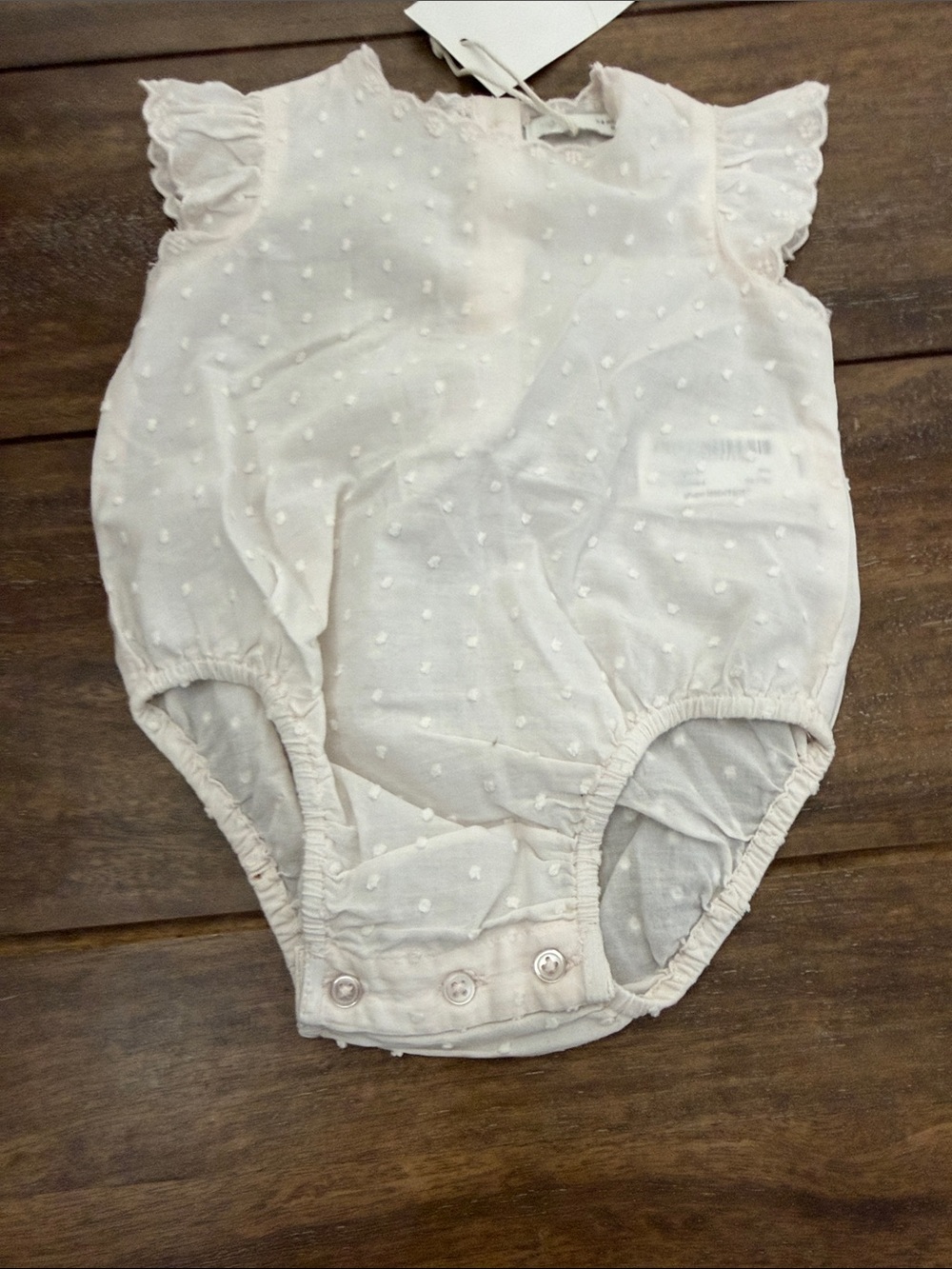 Zara Cream Dot-Texture Baby One-Piece Romper - Picture 4 of 5